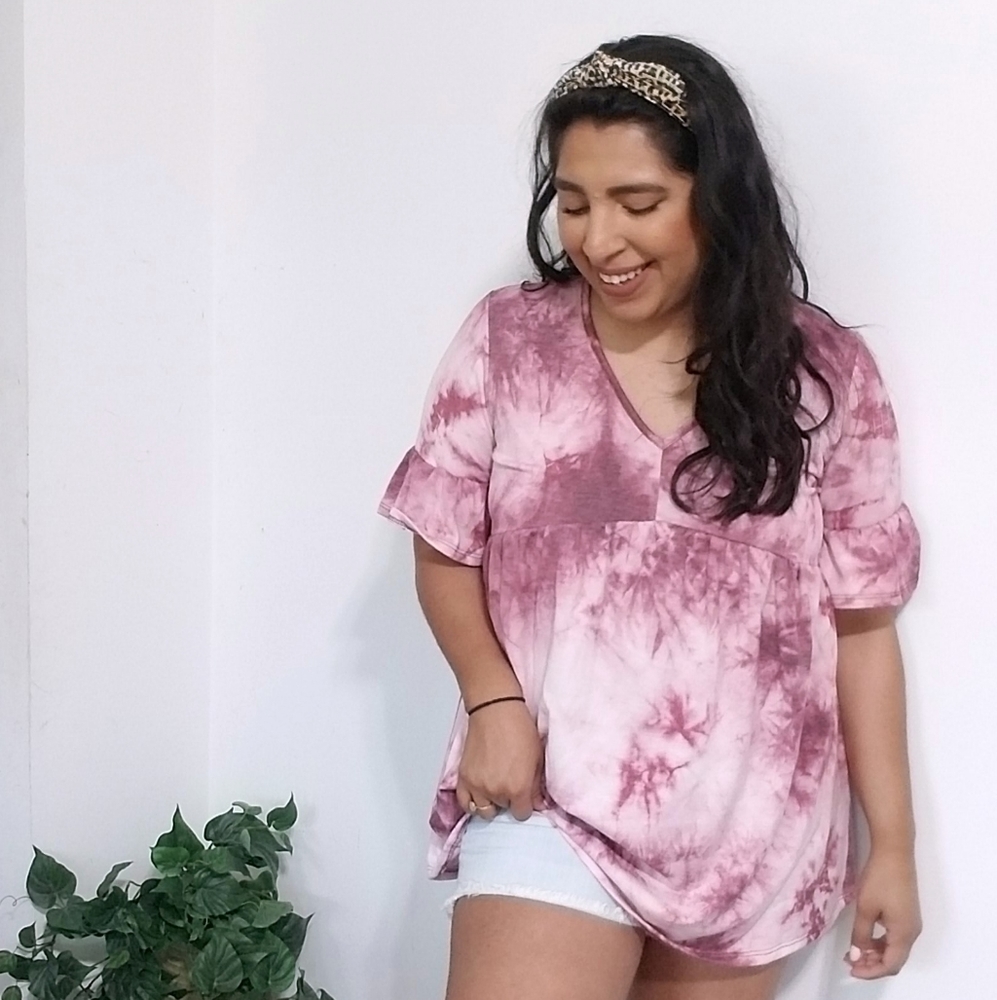WHAT A DAY TIE DYE RUFFLE TUNIC TOP - Picture 11 of 16